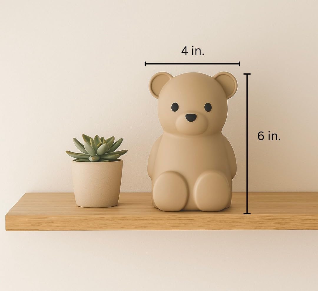 Neutral Silicone Teddy Bear Coin Bank for Kids, Baby, and Toddler. Unbreakable Piggy Bank for Kids -Nursery Decor - Durable Money Bank Gift for Children