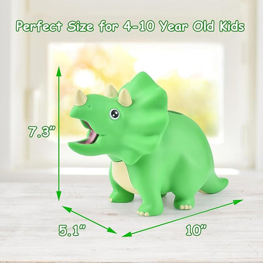 Dinosaur Piggy Bank for Kids, Unbreakable Plastic Money Coin Bank for Boys and Girls, Great Gifts for Birthday, Easter, Christmas (Green)
