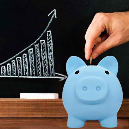 Cute Piggy Bank for Sbrvaniy Pig Money Bank Coin Bank for Boys and Girls My First Unbreakable Money Bank Large Size Decoration Savings Christmas, Halloween, Birthday Gift (Blue)
