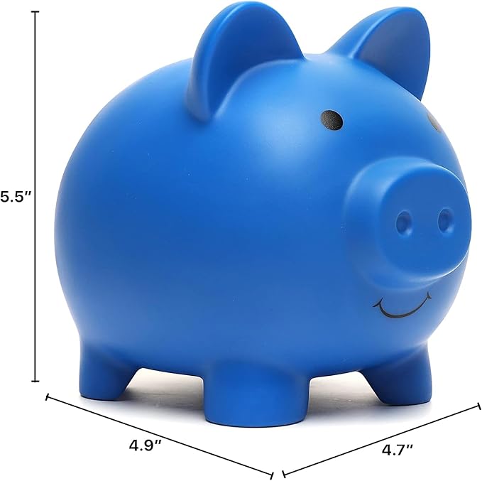 Cute Piggy Bank, Coin Bank for Boys and Girls, Children's Plastic Shatterproof Money Bank,Children's Toy Gift Savings Jar (Dark Blue)