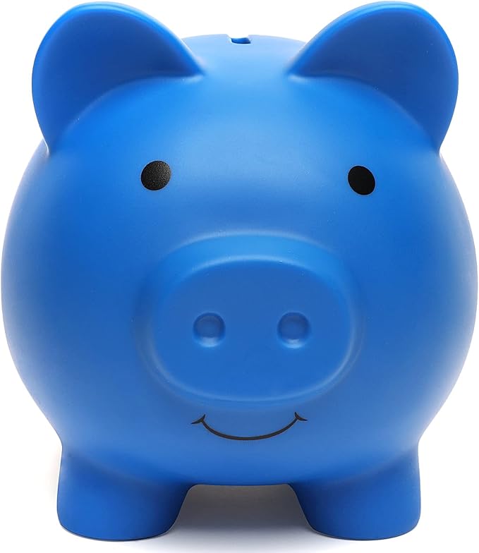 Cute Piggy Bank, Coin Bank for Boys and Girls, Children's Plastic Shatterproof Money Bank,Children's Toy Gift Savings Jar (Dark Blue)