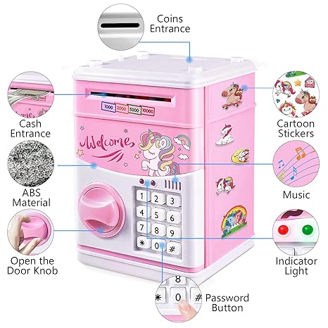 Unicorn Piggy Bank for Kids, Gifts for 5 6 7 8 9 10 Year Old Girls, Kids Electronic Piggy Bank, Girls Birthday Gifts, Toys for Girl Boys, Kids Money Saving Bank