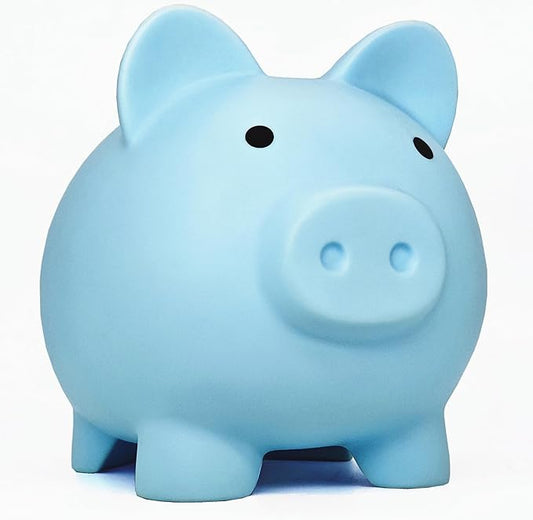 Cute Piggy Bank for Sbrvaniy Pig Money Bank Coin Bank for Boys and Girls My First Unbreakable Money Bank Large Size Decoration Savings Christmas, Halloween, Birthday Gift (Blue)