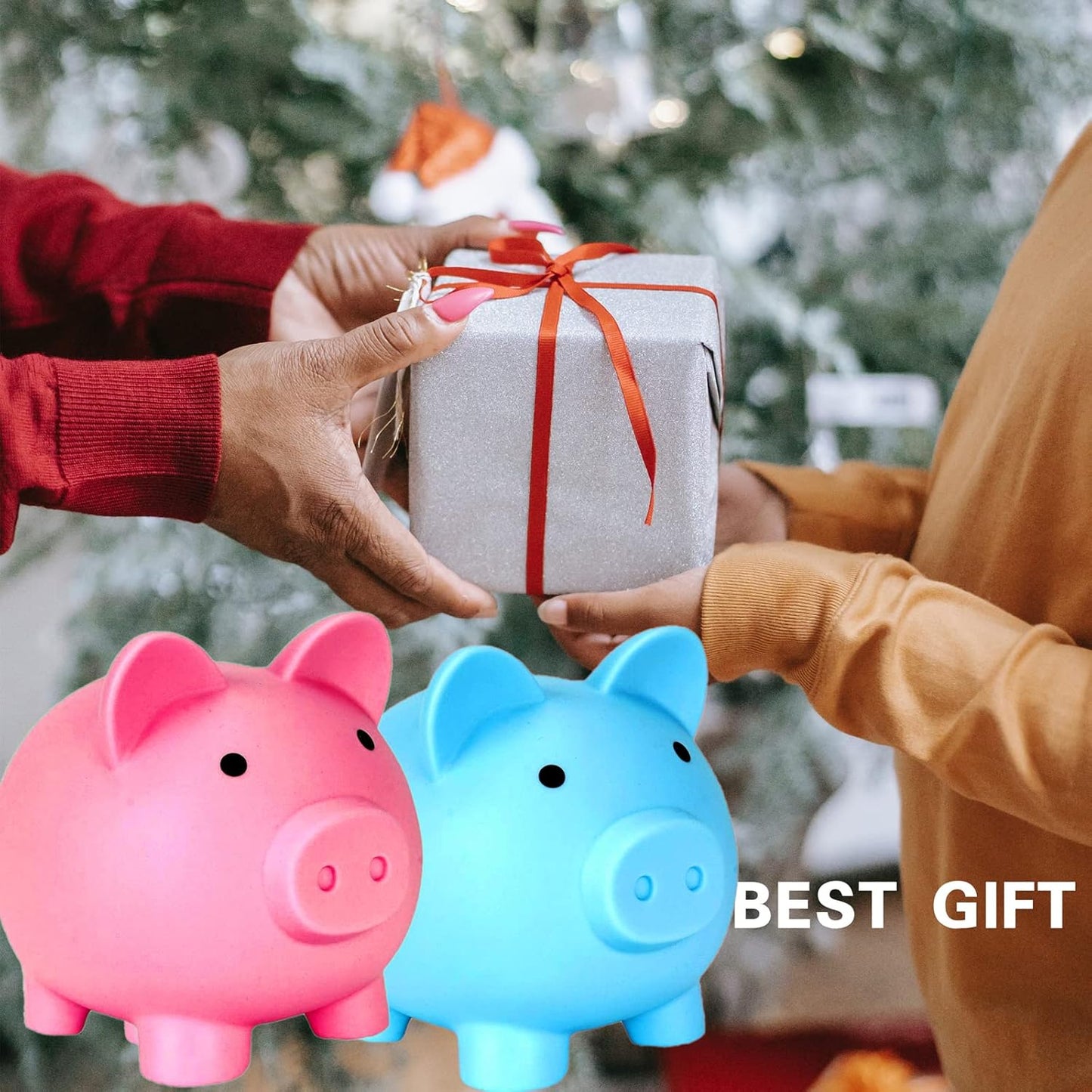 Cute Piggy Bank for Sbrvaniy Pig Money Bank Coin Bank for Boys and Girls My First Unbreakable Money Bank Large Size Decoration Savings Christmas, Halloween, Birthday Gift (Blue)