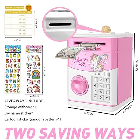 Unicorn Piggy Bank for Kids, Gifts for 5 6 7 8 9 10 Year Old Girls, Kids Electronic Piggy Bank, Girls Birthday Gifts, Toys for Girl Boys, Kids Money Saving Bank