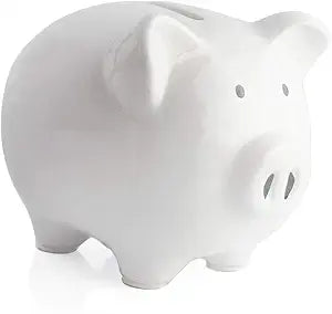 Piggy Bank,Child to Cherish Ceramic Pig Money Piggy Banks for Boys Girls Kids White