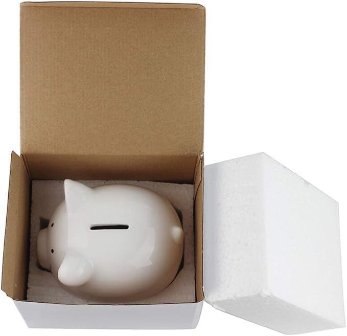 Piggy Bank,Child to Cherish Ceramic Pig Money Piggy Banks for Boys Girls Kids White