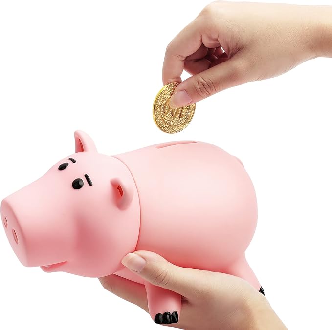 Piggy Bank, Cute Plastic Coin Bank for Boys and Girls, Unbreakable Pig Money Bank for Kids Gift (Pink)