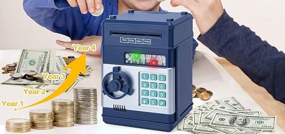 Piggy Bank Cash Coin Can ATM Bank Electronic Coin Money Bank for Kids Age 3-12, Money Savings Box Mini ATM Coin Bank Toys Gifts for 3 4 5 6 7 8 9 10 11 12 Year Old Boys Girls